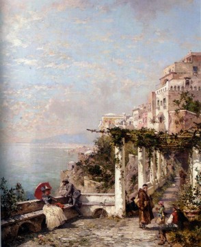Die Amalfi Kuste El paisaje de la costa de Amalfi Franz Richard Unterberger Pinturas al óleo